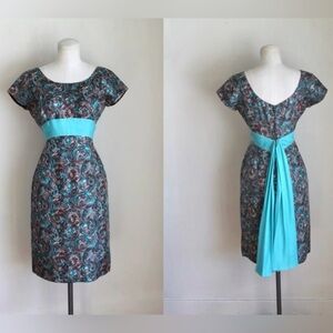 1950’s vintage aqua swirl cocktail dress
